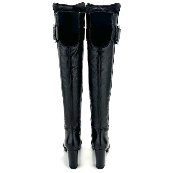 Stuart Weitzman Black Over The Knee Tall Boot Block Heels Platform Sz 5M Leather - Picture 11 of 13